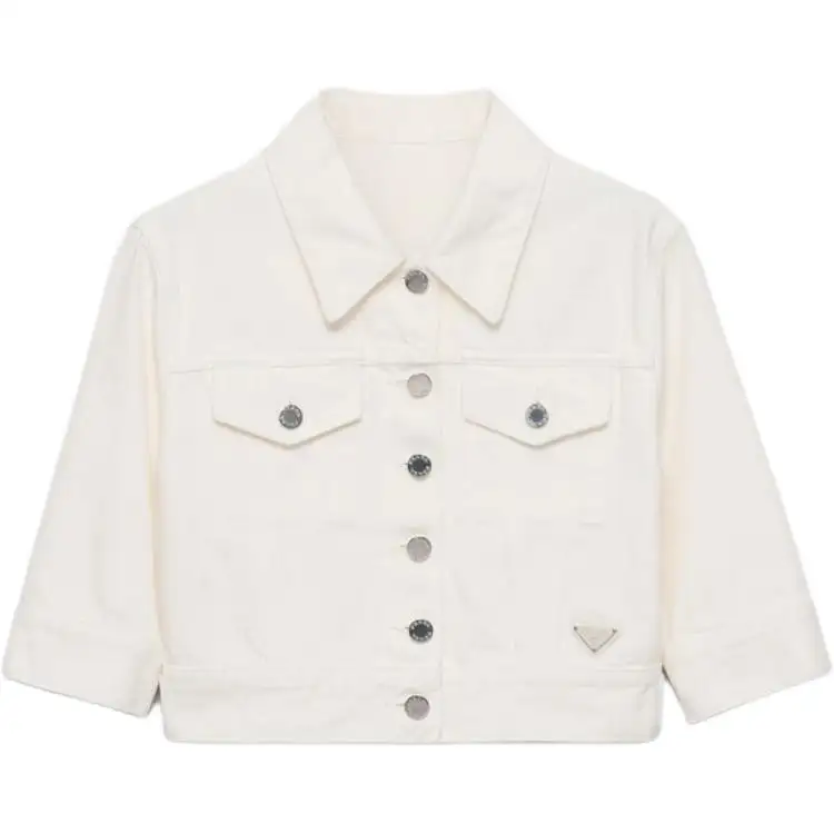 PRADA SS25 Spring Summer Women's Apparel Collection Denim Jacket Women's White