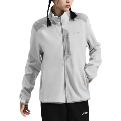 Li Ning Velvet feel Coat Women's Light Smoke Gray