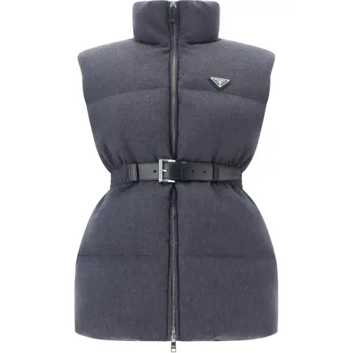 PRADA Triangle Enamel Zipped Padded Gilet