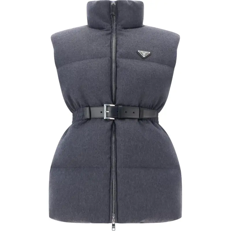 PRADA Triangle Enamel Zipped Padded Gilet