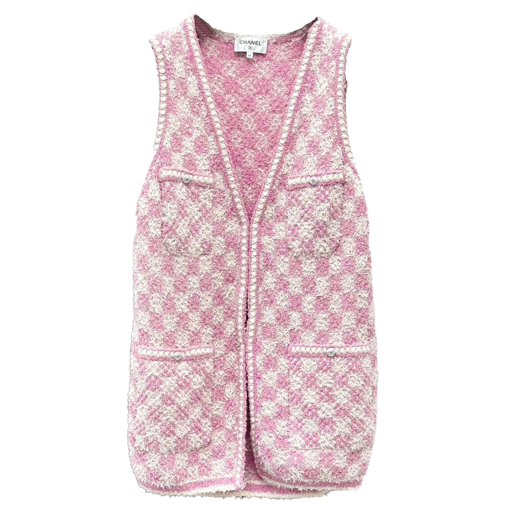 CHANEL Vests Women's Pink V Neck Moderate Other