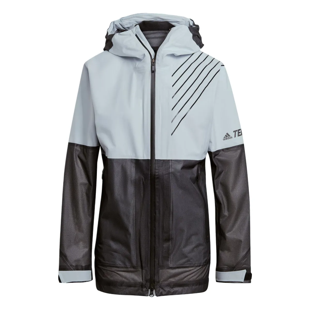 Adidas Waterproof, Windproof, Breathable, And Rainproof Windbreaker Jacket Women's Light Blue/Black