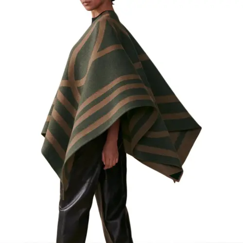 HERMES Voltige Cloak Women's Camel Green