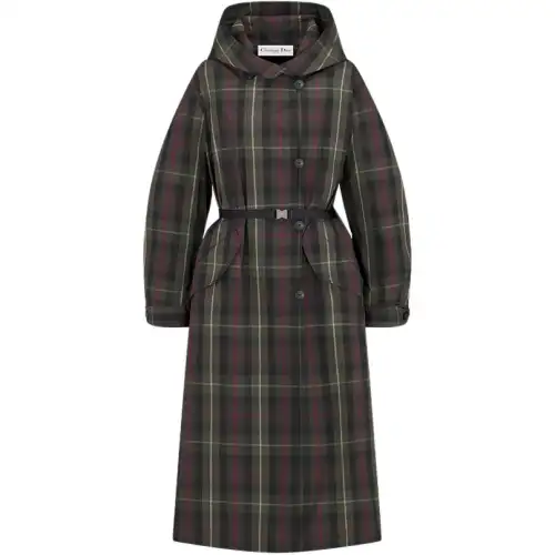 DIOR Coats Women's Khaki Hooded Moderate
