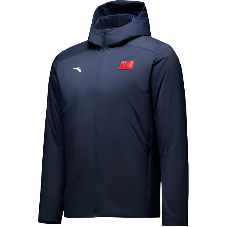 Anta Anta Sports Lifestyle Series Solid Color Zipper Hooded Comfortable Breathable Casual Cotton Clothes Women's Late Night Blue