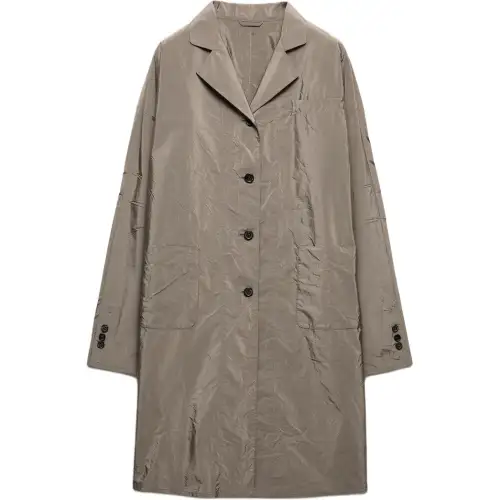 PRADA Trench Coats Women's Gray Lapel Moderate Other