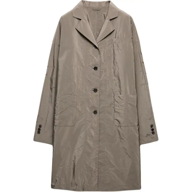 PRADA Trench Coats Women's Gray Lapel Moderate Other
