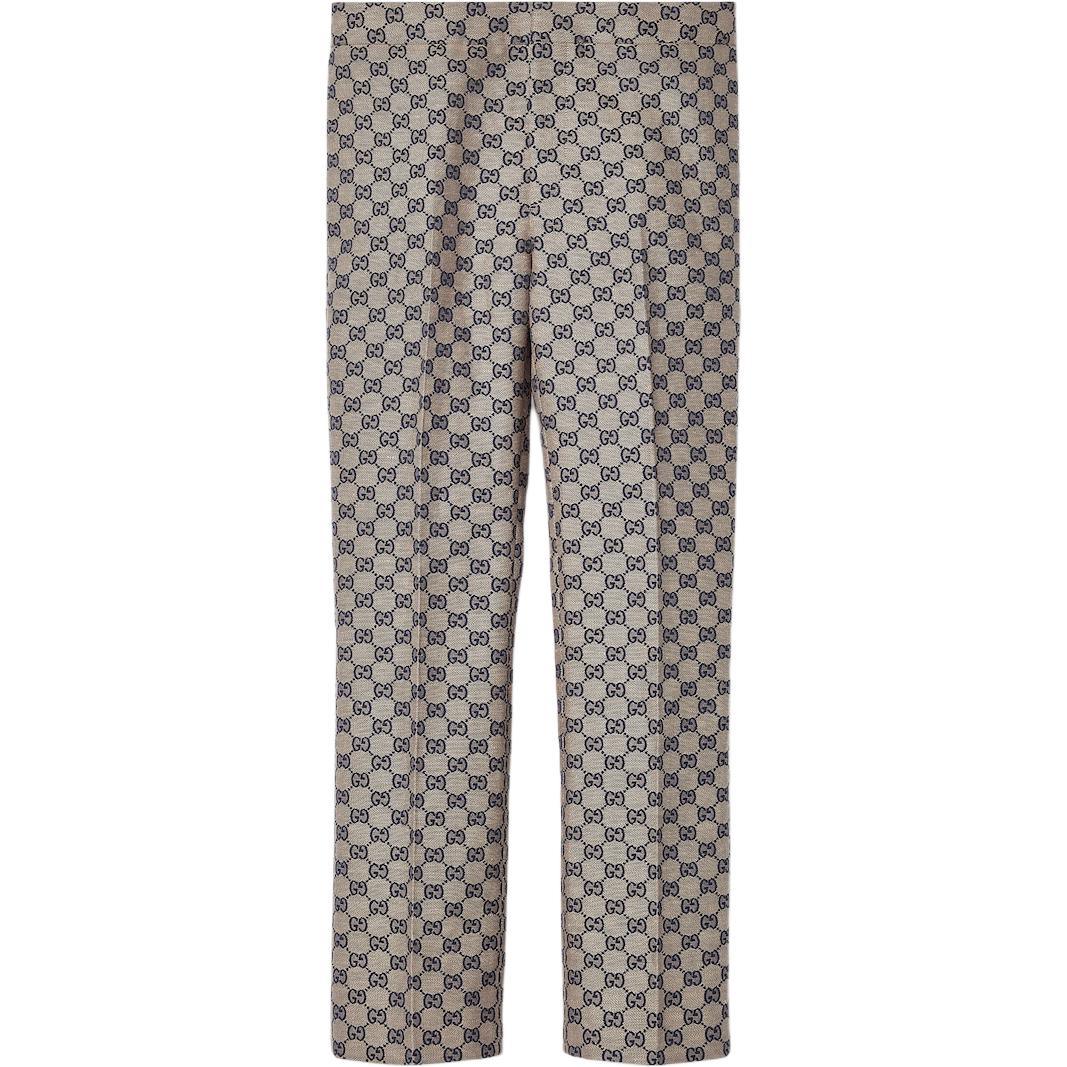 GUCCI Gucci Lido Color Block Fitted Zip Fly Casual Pants Women's Beige