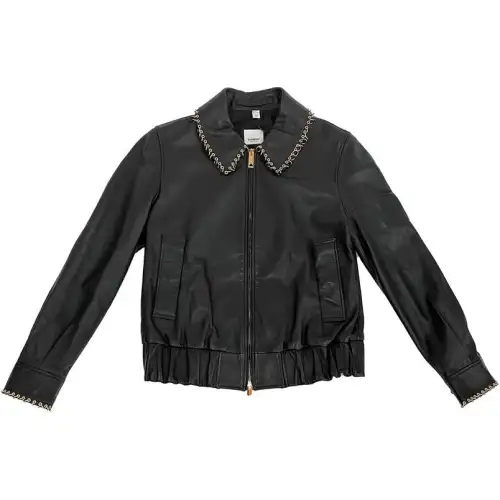 Burberry Leather Jacket Women's Black
