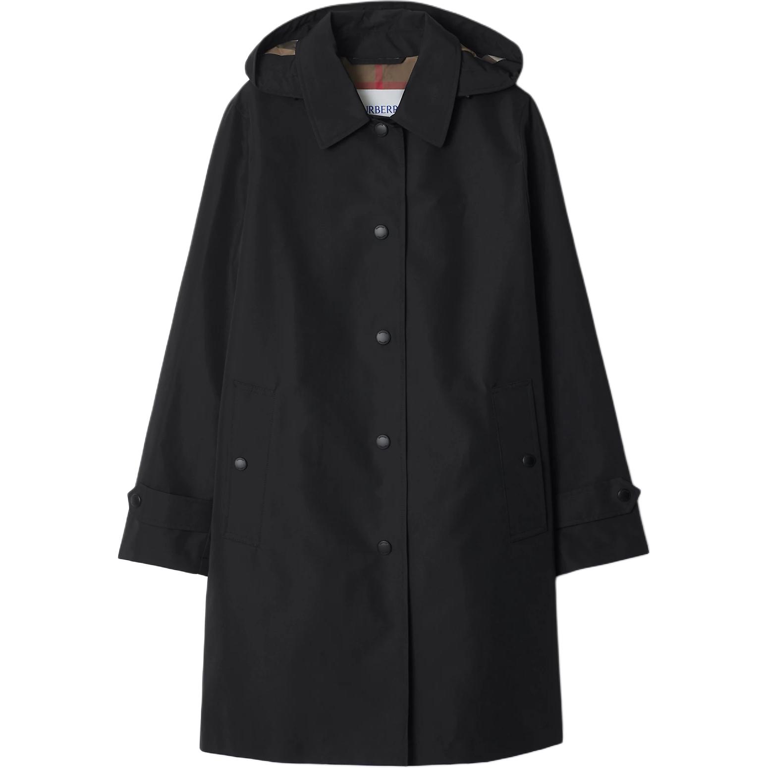 Женское пальто Burberry с капюшоном (черное)