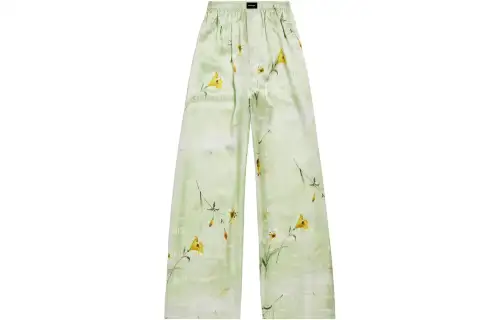 Balenciaga Casual Pants Women's Light Green Moderate Straight Fit Pants