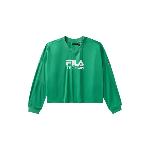 FILA Sweatshirts Women's Green V Neck Moderate