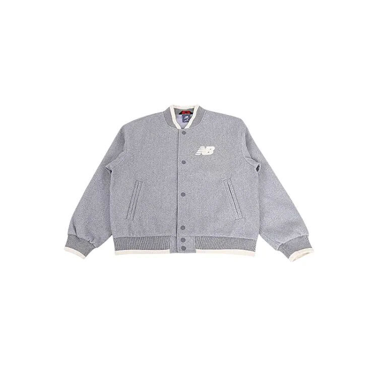 New Balance Athleisure SS25 Baseball Jacket Women's Heather Gray