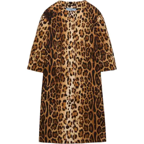 PRADA Animal Printed Round Neck Coat