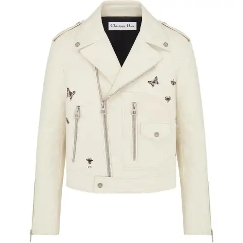 DIOR SS25 Leather Jacket Women's Ecru