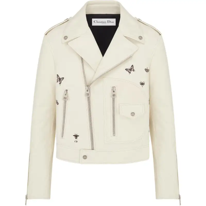 DIOR SS25 Leather Jacket Women's Ecru