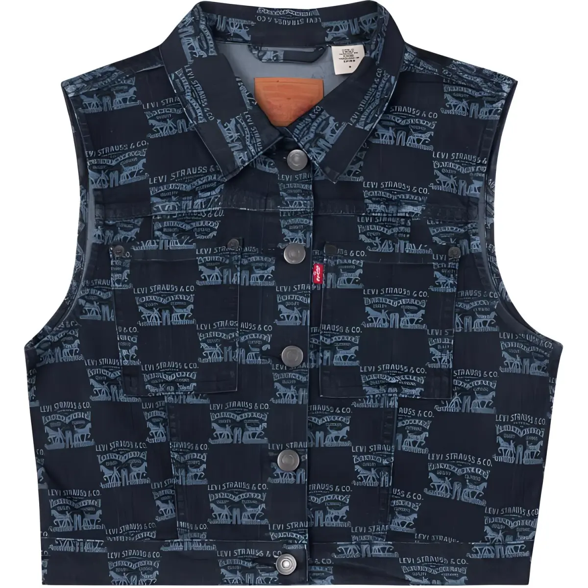 Levi's Vests Women's Dark Blue Lapel Moderate Denim