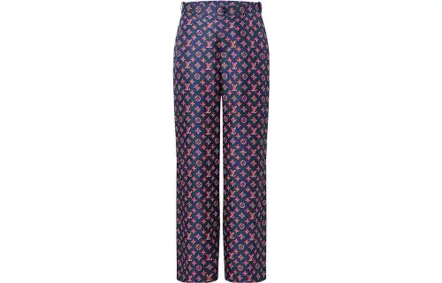 LOUIS VUITTON Tricolor Monogram Wide-Leg Pants