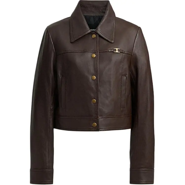 COACH Leather Jacket Women's Umber