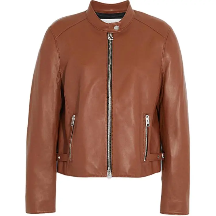 COACH SS24 Leather Jacket Women's Brown