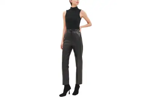 HERMES Casual Pants Women's Black Moderate Straight Fit Pants