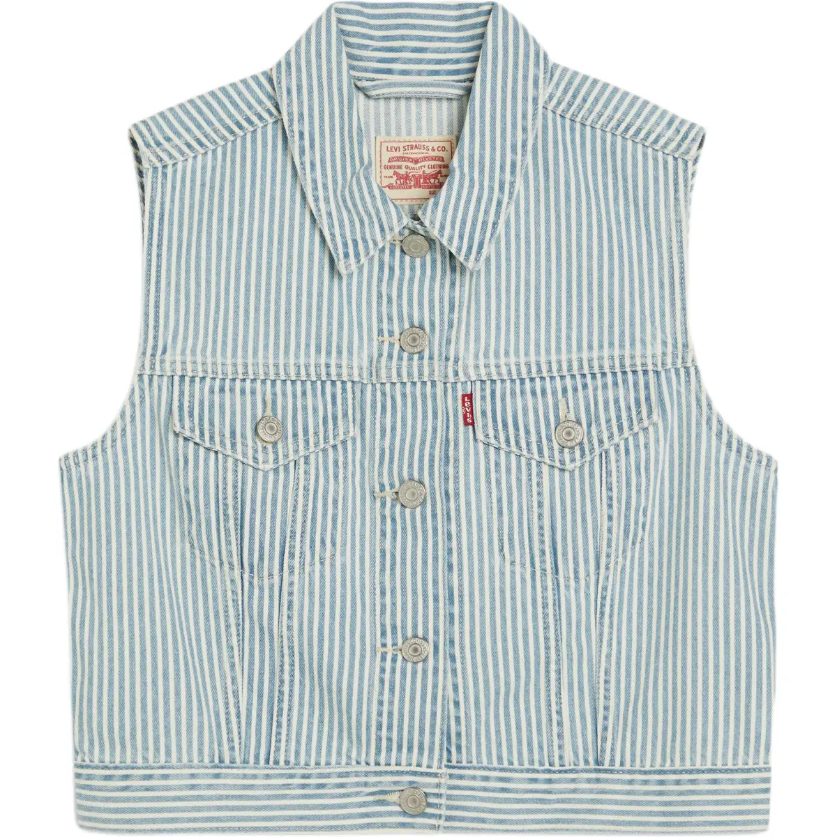 Levi's Vests Women's Light Blue Lapel Moderate Denim