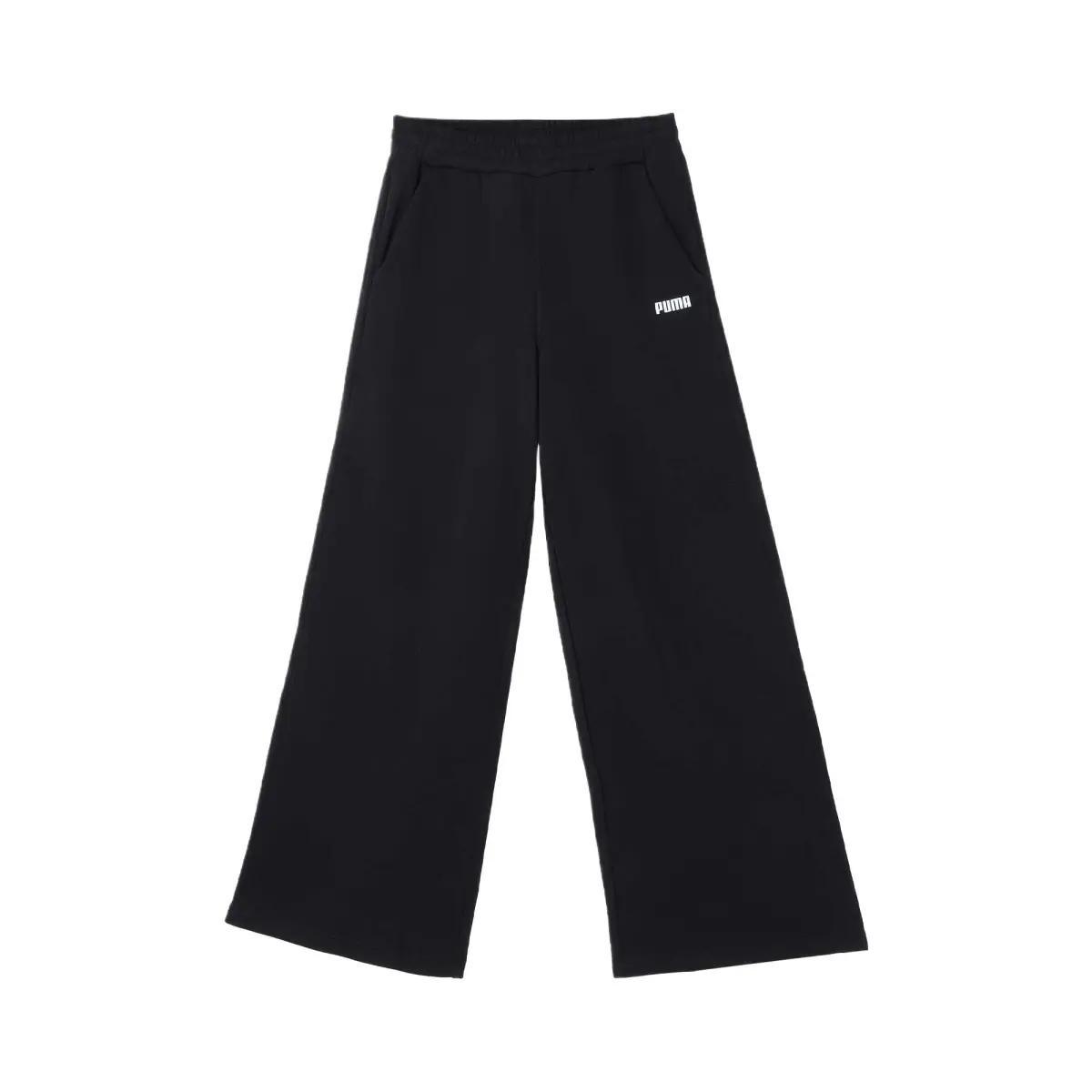 PUMA Solid Color Fleece Lined Comfortable And Breathable Soft Skin Friendly Wide Leg Casual Pants Women's Black