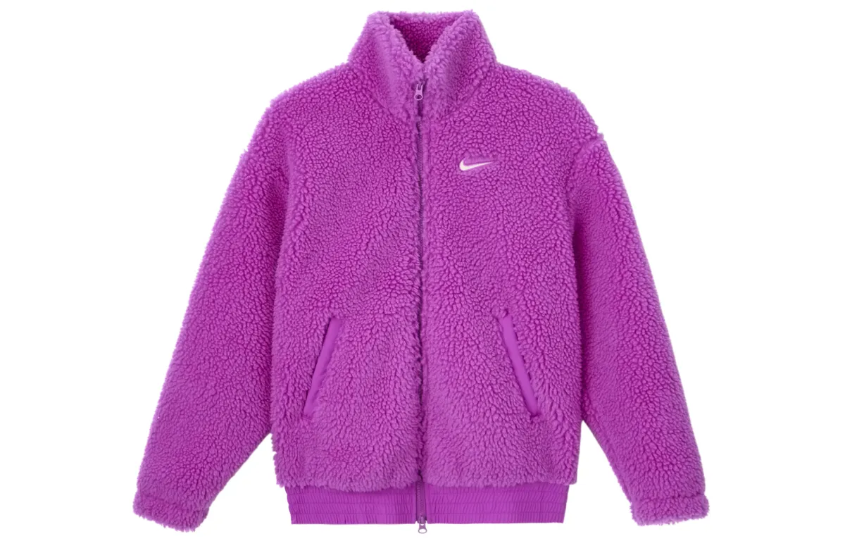 Nike Velvet Jackets Women's Pink Stand Collar Moderate