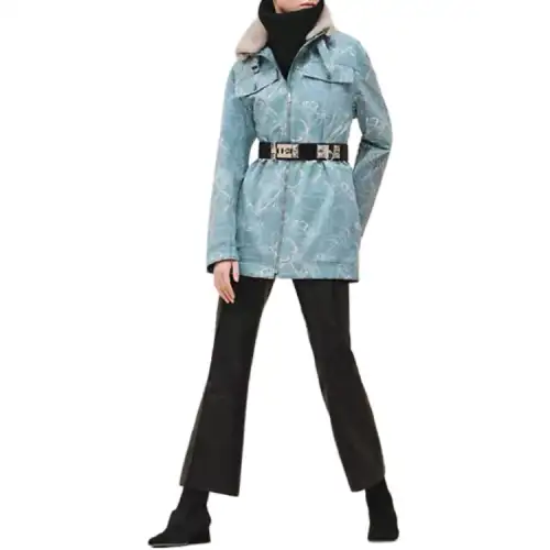 HERMES Coats Women's Blue Moderate