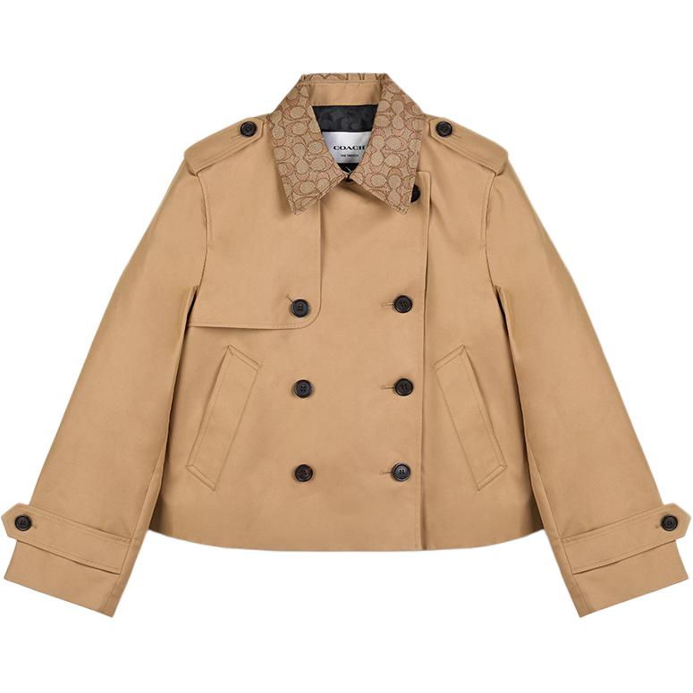 Женская куртка COACH SS25 Double Breasted Trench (каки)