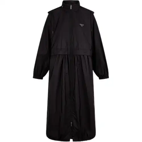 PRADA Logo Plaque Zip-Up Raincoat