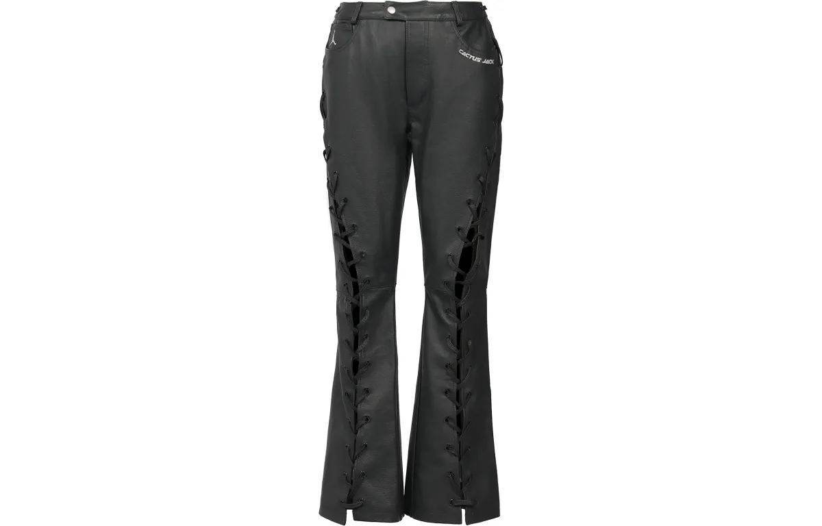 Jordan X Travis Scott Cactus Jack Women's Leather Pants Asia Sizing Black