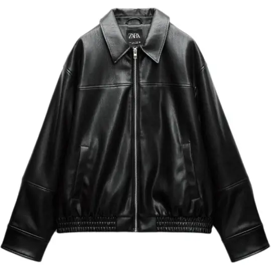 ZARA Trf Leather Jacket Women's Black