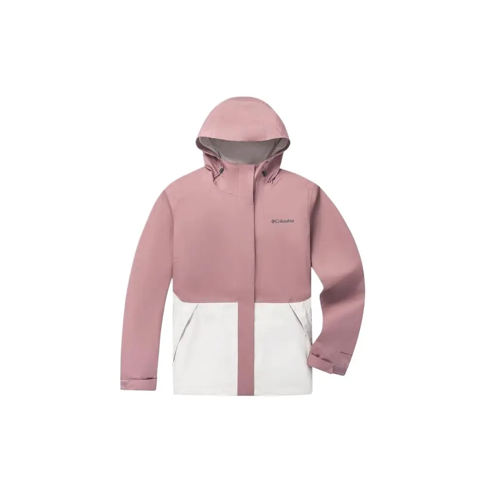 Columbia Hiking Waterproof And Windproof To Keep Warm Windbreaker Jacket Women's Pink/White