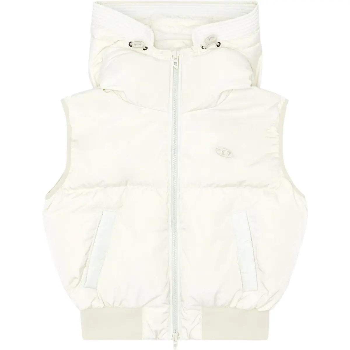 DIESEL Down Vests Women's White Hooded Thickened And Fleece-Lined