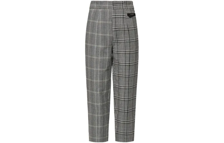 EVISU Casual Pants Women's Gray Plaid Moderate Tapered Pants