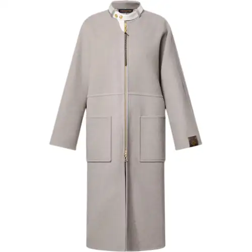 LOUIS VUITTON Leather Collar Double-Face Coat