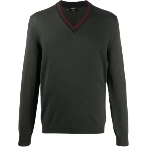 GUCCI Sweaters Men's Dark Green V Neck Moderate