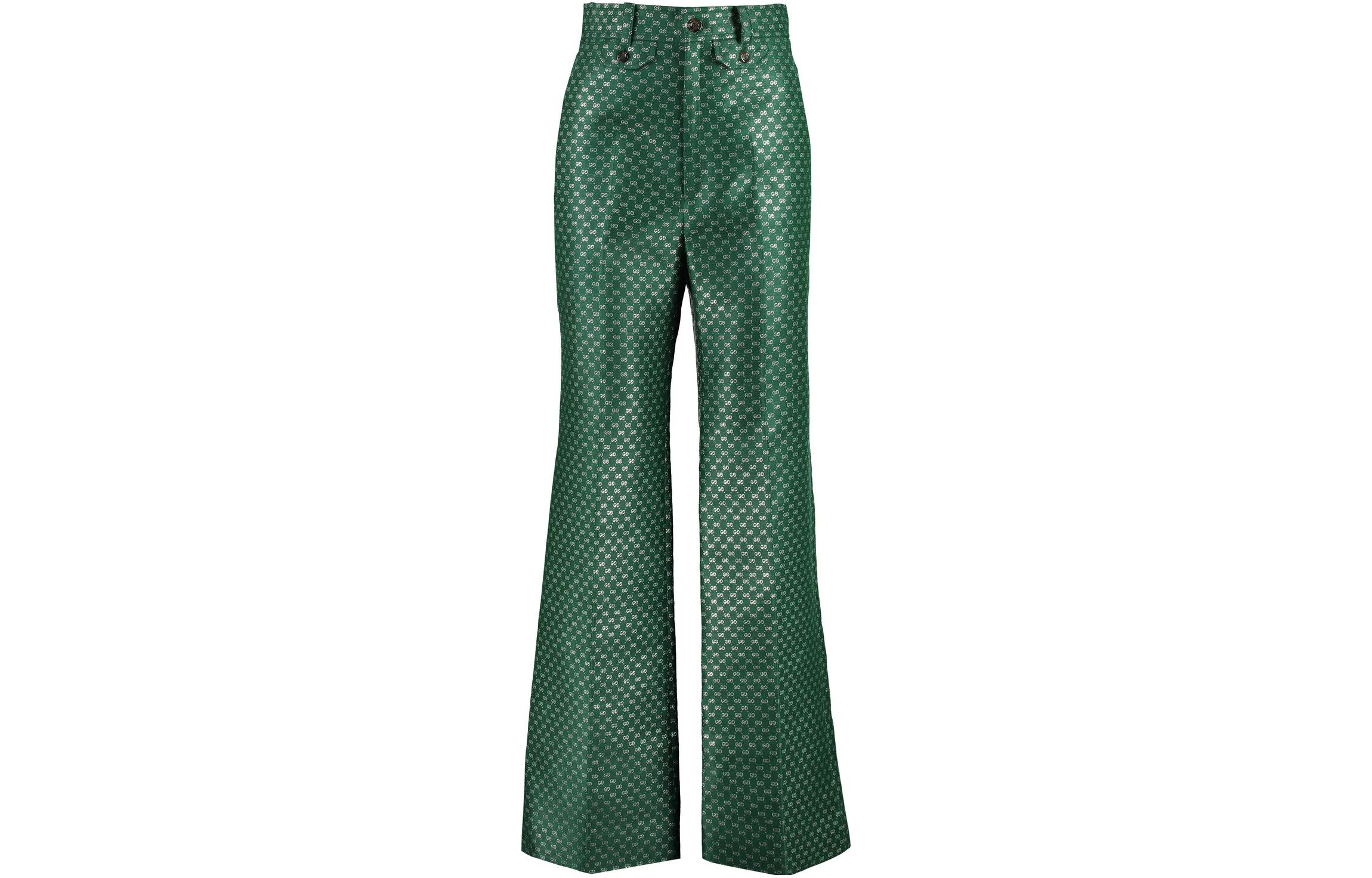 Женские штаны Gucci SS23 Logo (зеленые)