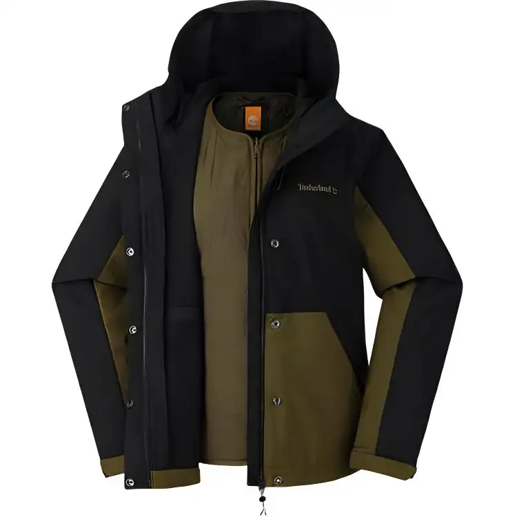 Timberland Waterproof And Breathable Warm Windbreaker Jacket Women's Dark Olive Green With Floral Accent