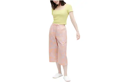 UNIQLO Casual Pants Women's Light Orange Moderate Straight Fit Pants