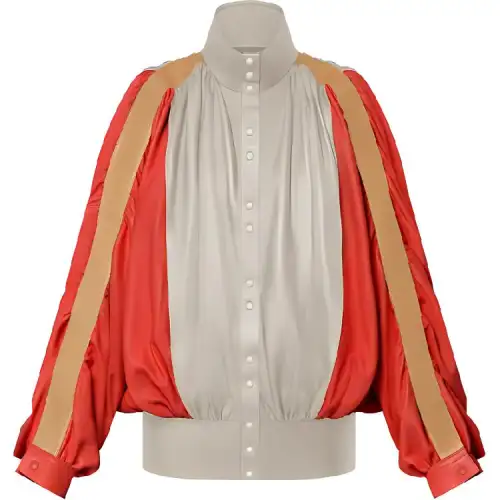 LOUIS VUITTON Color-Blocked Gathered Leather Jacket