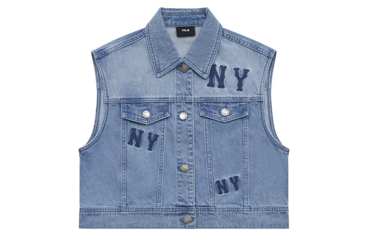 MLB New York Yankees SS25 Denim Vest Women's Light Blue