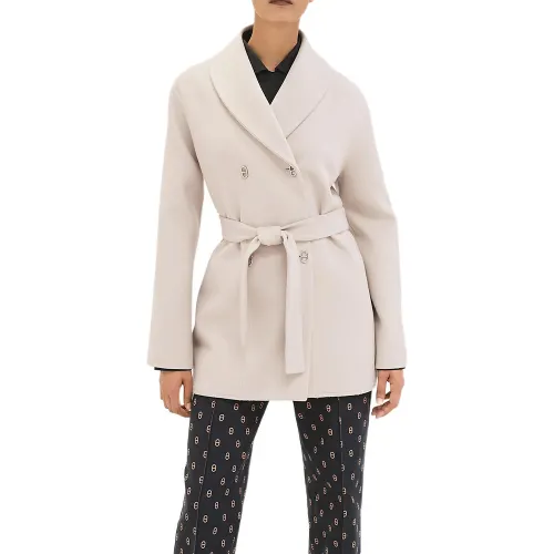 HERMES Coats Women's White Lapel Moderate