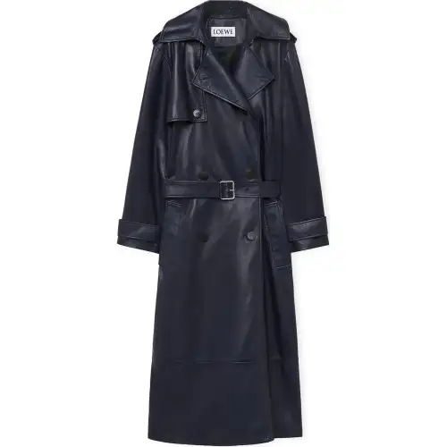 LOEWE FW24 Leather Jacket Women's Marine Blue