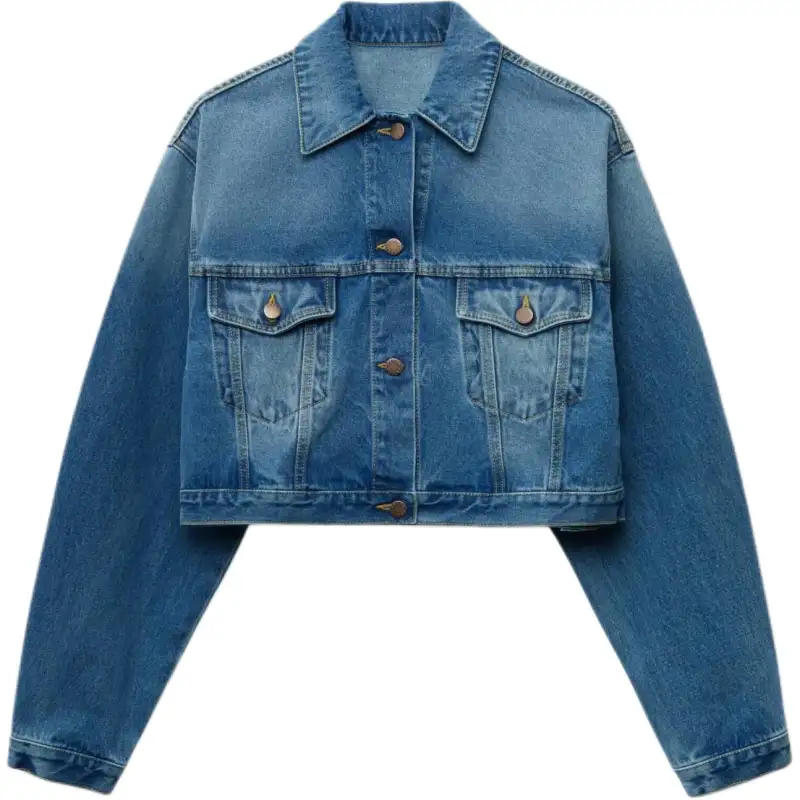 PRADA Logo Patch Cropped Denim Jacket
