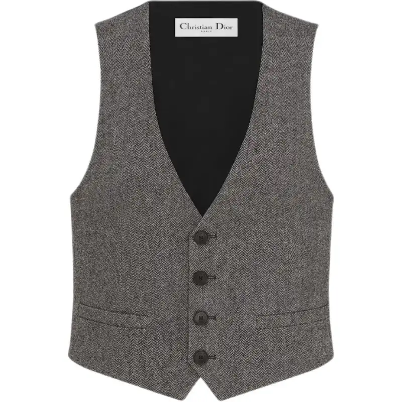 DIOR Vests Women's Gray V Neck Moderate Business Suit