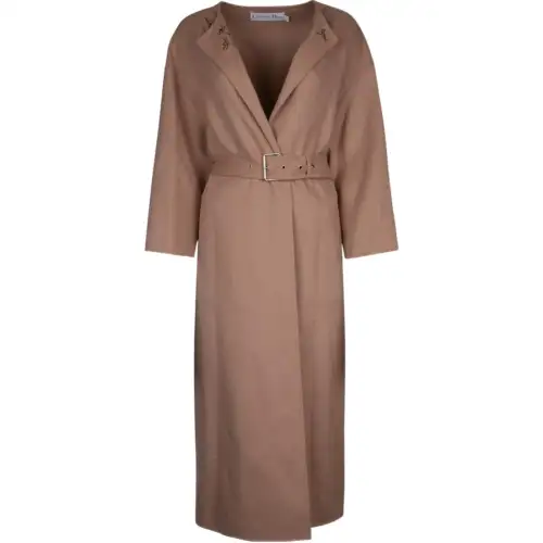 DIOR Coats Women's Brown Lapel Moderate