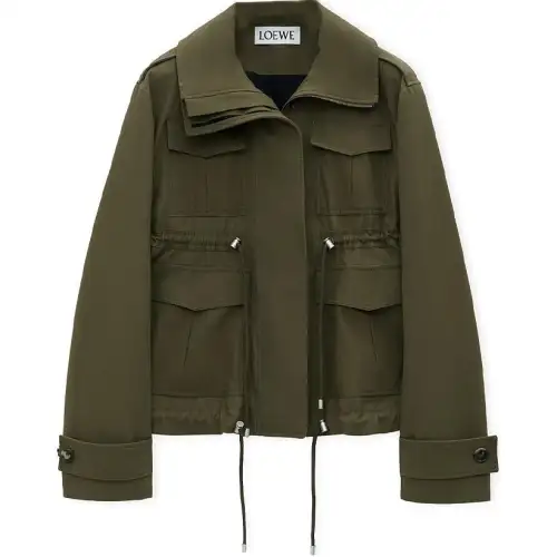 LOEWE FW24 Parka Coat Women's Camellia Sinensis Leaf Foam Enamel