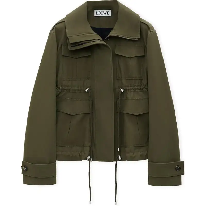 LOEWE FW24 Parka Coat Women's Camellia Sinensis Leaf Foam Enamel